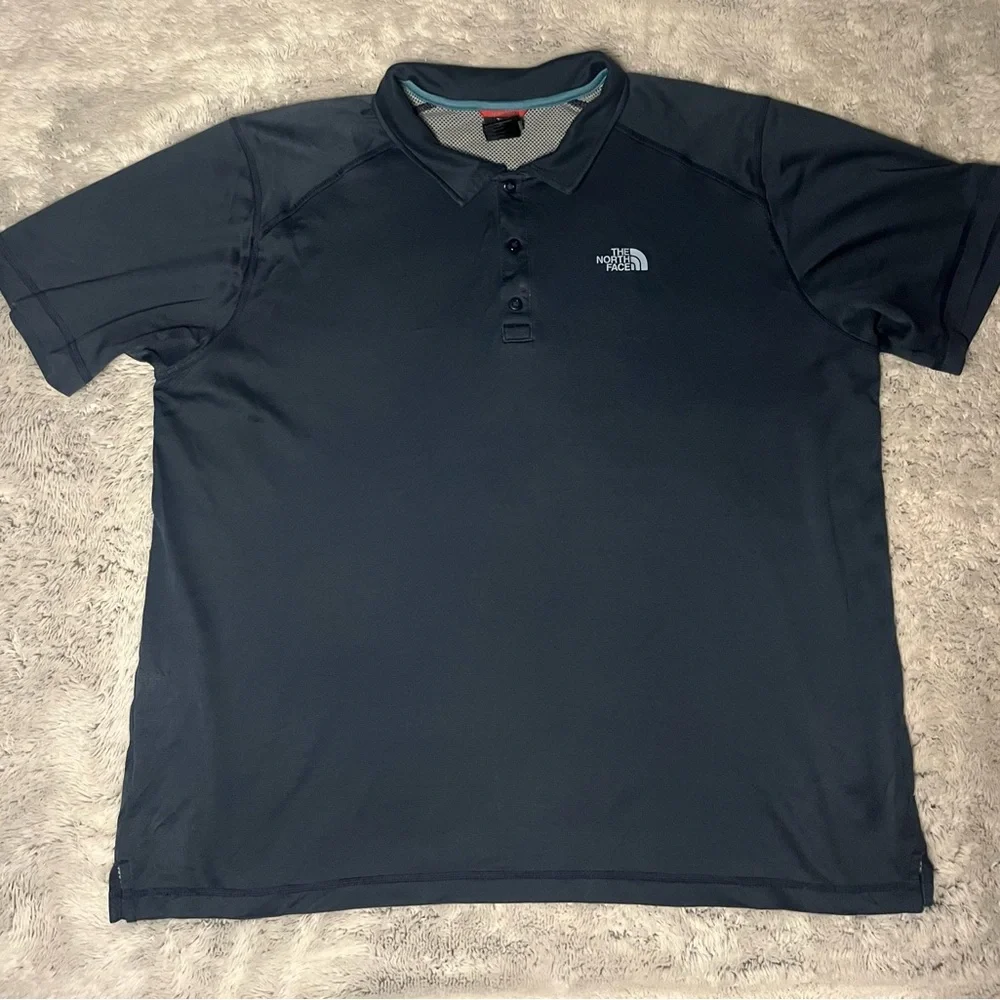 The North Face Shirt Mens XL Blue Short‎ Sleeve 1/4 button